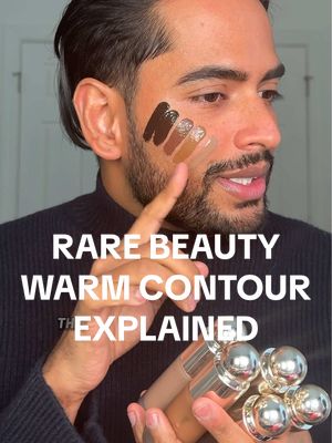 A post by @adityamadiraju on TikTok caption: Replying to @LeAnn McClenahan Why we need CONTOURS in Neutral, Warm and Cool Undertones?! It’s called being INCLUSIVE 🤎 Watch till the end!!!! Rare Beauty Warmer and Neutral Contour Explained 👍🏽@Rare Beauty  #rarebeautysoftpinchliquidcontour #softpinchliquidcontour #contour #warmcontour #goldenundertones #warmundertone #colortheory #BeautyTok 