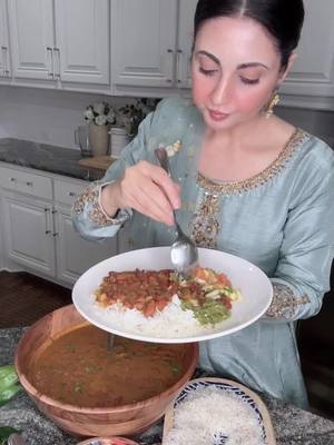 A post by @sham.glam on TikTok caption: Made rajma rice with love for my family. Dress is from @Goldenzaribyshujat_Official #daalchawalrecipe #rajma #fyp #corianderchutney #salad