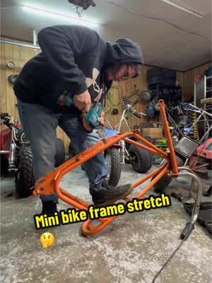 A post by @mini.moto.guy on TikTok caption: Streched mini bike frame ☝️ #minibike #strech #ideas #DIY #project #seesii #seesii @SEESII-Charles @SEESII Tools 