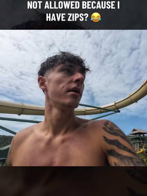 A post by @oliver_bowering on TikTok caption: Never heard of this rule? 😂 #waterpark #rules #aquatopia #southeastasia #Vlog 