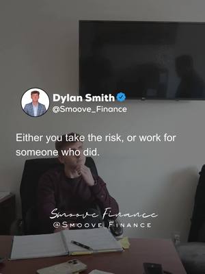 A post by @smoove_finance on TikTok caption: Either you take the risk, or work for someone who did.  #SmooveFinance #LifeInsurance #Business #Marketing #Finance #Insurance #NoLoss #Wealth #TaxFree #Money #Interest #Entrepreneur