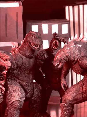 A post by @jason1132045 on TikTok caption: Three Godzilla and one Kong smelling the red smoke from Ultima (the good stuff 🚬)##godzilla#godzillaevolved#godzillaultima#showagodzilla#zilla#kong#iceage3