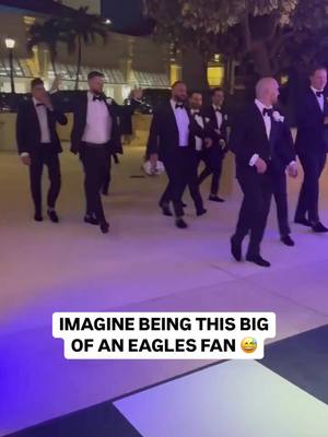 A post by @nbcsports on TikTok caption: This wedding's groom and groomsmen did Philly's Tush Push at their reception! 😂🦅 (via @JClarkNBCS/X)