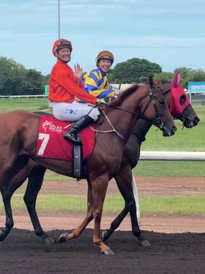 A post by @abbysracing on TikTok caption: “No Im not” and Sonja Logan with “Miss Moov” and Hannah Le Blanc #racehorse #horseracing #thoroughbred #darwinturfclub #racehorseedit #thoroughbrededit #thoroughbredsoftiktok #jockey #trackwork #horsevideo #horseraceedits #viral 