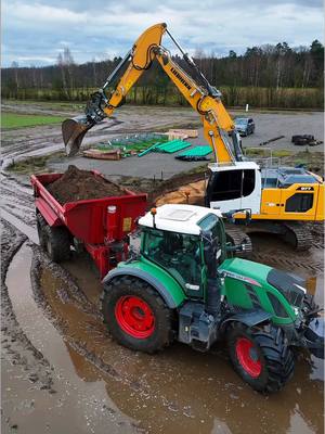 A post by @heinrichsohrdorf on TikTok caption: Baustellenupdate - Power in Aktion 💪🏼 . . . . #action #power #baustelle #update #construction #liebherr #fendt #krampe #hardox #hardoxinmybody #heinrichsohrdorf #germany #agriculture #technics #maschinen #spielzeug #video #reels #reeloftheday #fyp #viral #checkthisout #windpark #energy #windenergy #wind 