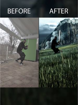 A post by @dannero on TikTok caption: Making of my last video… #behindthescenes #makingof #movie #greenscreen #tutorial #vfx #animeedit #samurai 