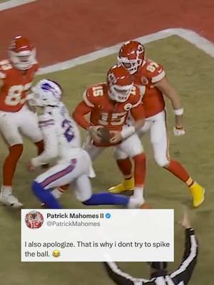 A post by @nfl on TikTok caption: no more spike attempts from #patrickmahomes 😂 #nfl #NFLPlayoffs #kansascitychiefs 