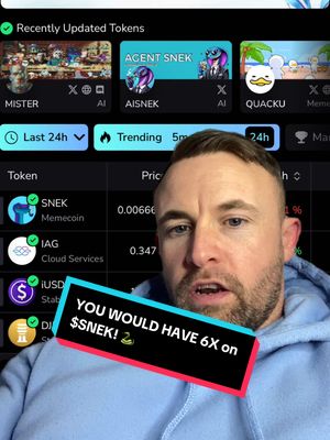 A post by @cryptonftfactory on TikTok caption: If you bought $SNEK at any point in my videos, you would now be in profit. Did you get any Snek yet? 👀  #memecoin #bullrun #cardano #ada