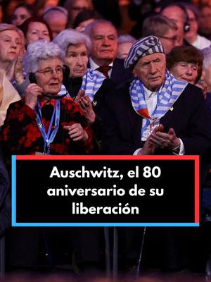 A post by @rtvenoticias on TikTok caption: 🔸 Auschwitz, el 80 aniversario de su liberación: "La memoria duele, pero también ayuda, guía y advierte". El acto ha reunido a una veintena de jefes de Estado, incluidos los reyes de España. Los supervivientes han sido los grandes protagonistas de un acto con el que se busca recordar a las víctimas. #noticiastiktok #news #noticias #auschwitz #aniversario #polonia