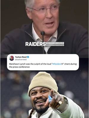 A post by @nfl on TikTok caption: #marshawnlynch was hyped for his guy 😂 #petecarroll #lasvegas #raiders #nfl (via tashanreed/X)