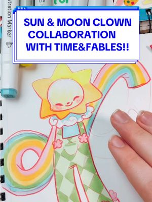 A post by @milky.tomato on TikTok caption: PRESAVE THE KICKSTARTER IN MY BIO NOW!! AND CHECK OUT @Time & Fables 💕 #kickstarter #clowns #SmallBusiness #smallbiz #oc #ocs #sun #moon #sunandmoon #clowns #clowncore #enamelpins #preorder #announcement #collab #collaboration #supportsmallbusiness #supportsmallbiz #sticker #stickers #milkytomato #timeandfables #plush #plushies #plushtoys #stuffedanimals #plushie 