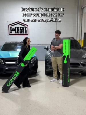 A post by @christinaroki on TikTok caption: CHROMEEE OMGGG @Grant Sloan #reaction #surprise #boyfriend #cars #auto #DIY #challenge #competition #mercedes 