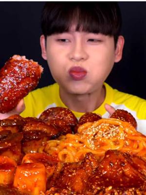 A post by @bonggil.eating.show on TikTok caption: Spicy Boiled Mushroom With Spicy Noodles Sausage MukBang! #asmr #asmrvideo #mukbang #bonggil #mukbangbonggil #asmrsegments #food #asmrfood #foodblogger #koreanfood #foodchallenge #eatwithbonggil #tiktokfood #foodvideo #foryou #fyp #foryoupage #fypシ゚viral #explore #yummy 