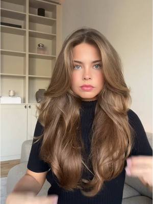 A post by @freyabryndorff on TikTok caption: Missed making these videos 🖤  #hair #brown #hairstyle #hairtok #haircut #hairstyles #golden #blowout #layers 