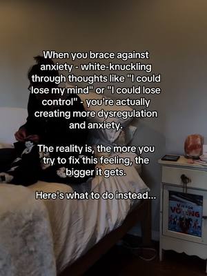 A post by @peacefromwithin on TikTok caption: When you're frozen in fear thinking "I could lose my mind" or "I could lose control," this actually causes you to create more disease where really… There is less wrong than you think.  And because you see your anxiety as so severe, and so extreme, you start to overcomplicate things. You start to research, look into medication, make an appointment with your naturopathic doctor and try hypnosis, on top of the meditation app you already use. The list of things you start to DO to fix the perceived issue is forever long… But the reality is, the more you try to fix it the worse it gets. Inside the Peace from Within Community, we show you a different way.  A simpler way. One that doesn't require endless tools or techniques. Ready to experience life beyond anxiety in the next 90 days?  Head to the link in my bio and let's begin your journey to lasting peace. ✨ #transformation #anxietycheck #anxietycheck 