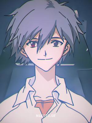 A post by @makoto.gif on TikTok caption: #evangelion #neongenesisevangelion #shinjiikari #kaworunagisa #reiayanami #anime #animeedit 