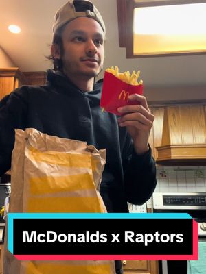 A post by @mattgupps on TikTok caption: #ad oh ya you bet I’ll be watching every Raptors game now so I can get exclusive @McDo Canada offers through the McDonald’s app whenever the raps hit 10 or more 3-pointer in a game