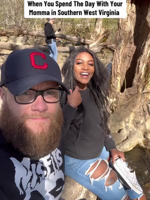 A post by @dalton.aint.worried on TikTok caption: Spent the day with Dalton’s mom at Sandstone Falls in Hinton, West Virginia. #marriedlife #couples #interracialcouples #westvirginia 