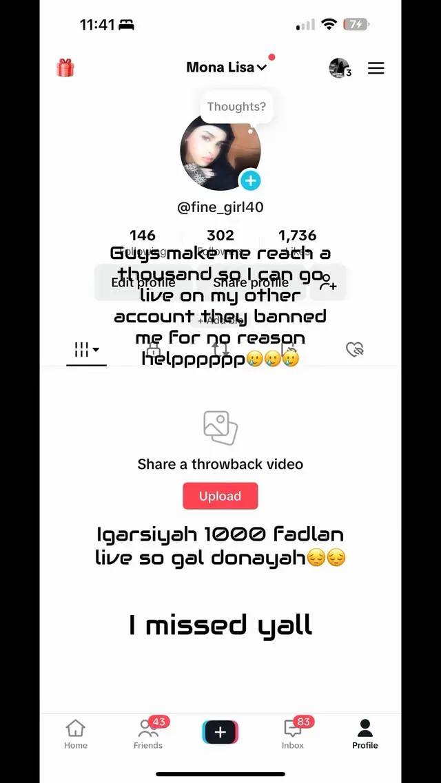 A post by @monalizza09 on TikTok caption: #somali #followmyotgeracount #theybannedme #fornoreason #lander 