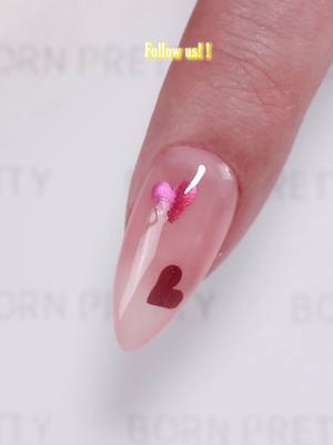 A post by @bornprettyofficial on TikTok caption: Chrome heart design for v-day!💝 Using #bornpretty 💖6 Colors Gel Polish Fantasy Rose Mixed Set: 01(id59067) 💜Chrome Mirror Nail Powder (49523) ❤️Rhinestone Glue Gel (55273) 💅Super Top Coat (58775) Tap the bio and search the product id to find more colors ☺️ #nailart #allshinonme #nailsdesign #gelnails #naillover #nails💅 #nails2inspire #nailartist #nailswag #vdaynails #almondnails #heartnails