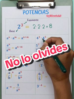 A post by @inge_darwin on TikTok caption: Exponenciación. 🤨✌️ #paratí #fyp #matematica #algebra #ingedarwin #potenciacion #exponentes #propiedadesdelapotenciacion 