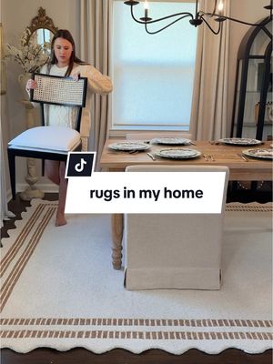 A post by @kenziemariehome on TikTok caption: & I love them all 😋🤩  🔗 at the top of my page ☝🏽 #homeinspo #homedecorideas #rugsoftiktok #diningroomdecor #bedroomdesign #neutralhome 