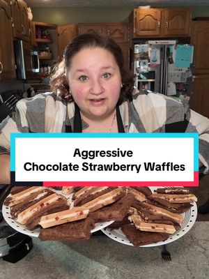 A post by @applesauceandadhd on TikTok caption: These waffles were so easy @Martha White  #AggressiveTutorials #AggressiveTutorialLady #AggressiveCookingShow #AggressiveCookingTutorials #Aggrecipes #ad #waffles #chocolatecoveredstrawberry #marthawhitepartner