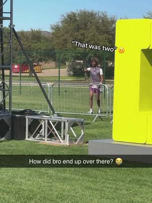 A post by @overtime7 on TikTok caption: Kei on the whole other side of the fence saying “that was two” 😭 @Keisean “Kei” Henderson 🦦 #keiseanhenderson #ot7 #7v7 #fail #football #funny #d1 