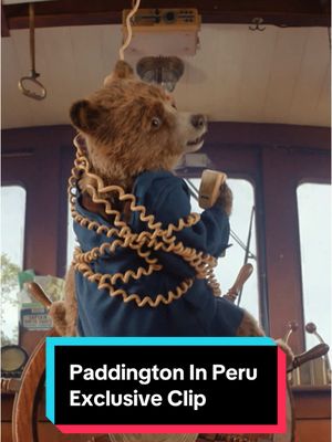 A post by @fandango on TikTok caption: Tickets for #PaddingtonInPeru are on sale NOW. Check out this exclusive clip where Paddington tries his hand at captaining a ship, and get 🎟️'s on Fandango today. link in bio #paddington #paddingtonbear #movietok #movie 