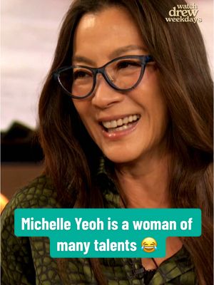 A post by @thedrewbarrymoreshow on TikTok caption: @Star Trek: Section 31 star Michelle Yeoh is a woman of many talents 😂 #michelleyeoh #drewbarrymore #startrek 