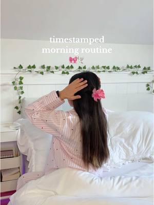 A post by @pinkcoconutt on TikTok caption: Timestamped slow morning routine🎀🕊️ #morning #routine #morningroutine #pinkgirl #Lifestyle #morningvlog #pinkcoconutt 