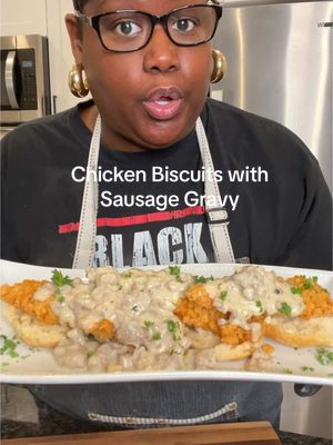 A post by @its_sogood on TikTok caption: Chicken Biscuits w/Sausage Gravy.         1 lb chicken tenders  1 1/3 cup @Louisiana Fish Fry chicken fry 1 egg 1 lb ground pork (breakfast sausage) 1-1 tsp seasoned salt Black pepper to taste  4 tbs all-purpose flour  2 3/4 cup whole milk Cajun seasoning to taste *2-3 tsp ground sage (not needed if you have breakfast sausage) Frozen @Pillsbury biscuits  #breakfastideas #breakfast #fyp #EasyRecipe #foodtiktok 