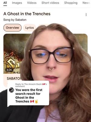 A post by @askew_lindsay on TikTok caption: Replying to @The Amazin Bazin 🇨🇦 @Sabaton Official Thank you for spotlighting an Indigenous Canadian soldier in your song “A Ghost in the Trenches”. This is important Canadian history that many are unaware of and your song brings his life to the world stage in an incredible way ❤️ #sweden #sabaton #world #worldtok #canadianhistory #canada #ww1history #ww1 