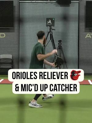 A post by @tread_athletics on TikTok caption: Catching Performance Coach, Ciaran Devenney, mic'd up while catching a sub-max bullpen with Orioles reliever, Colin Selby. 🎤