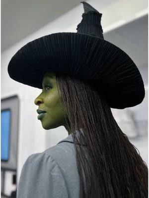 A post by @wickedmovie on TikTok caption: Cynthia Erivo fully embodies every aspect of Elphaba. 💚