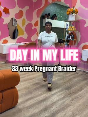 A post by @tookiedidit_ on TikTok caption: DAY IN MY LIFE • 33 weeks PREGNANT BRAIDER🔥 #tookiedidit #labraider #fyp #labraids #braids #hair #hairstyles #hairtransformation #hairgoals #braidstyles #braiders #braidedhairstyles #explorepage #trending #explore #blackbraider #bundles #clientreaction #feedinbraids #dayinmylife 