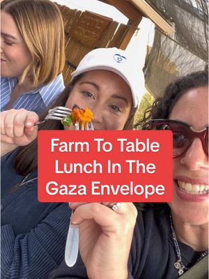 A post by @therealmelindastrauss on TikTok caption: The Gaza envelope is the territory in Israel that is within 7 km of the Gaza Strip. I’ve farmed here, I’ve visited destroyed Kibbutzim here, and now I’ve eaten an incredible farm to table lunch here at Organica Farm 🙏🏻🙏🏻 And no, people in Gaza are NOT starving so get that propaganda out of your head. Unrwa and Unicef are sending aid into Gaza every single day! If only they actually spoke up and told you #israeltiktok #farmtotable #kosherfood #jewishtiktok @@Israel #resilience @Alyssa Goldwater @Ami Kozak 