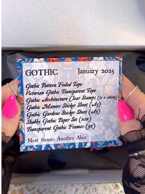 A post by @the_ripley_journals on TikTok caption: Unbox the January subscription box from @CoraCreaCrafts with me!! It is called the Gothic Craft Box and the items are beautiful. I just love that these boxes always come with various types of materials, I can’t wait to use them 😍 Order yours now on their site!! Use code ripleysub for 10% off these subscription boxes or ripley15 for 15% off other shop items ✨ This box will also be in my TT Shoecase as well. #scrapbook #scrapbooking #junkjournal #junkjournaling #junkjournals #junkjournalwithme #scrapbookasmr #scrapbookingideas #asmrjournal #junkjournalideas #scrapbookwithme #unboxing 