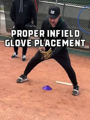 A post by @legends_baseball on TikTok caption: This is the correct way to place your glove in the infield.  #basball #coaching #teaching #training #littleleague #legendsbaseball #littleleaguebaseball #speedball #infield