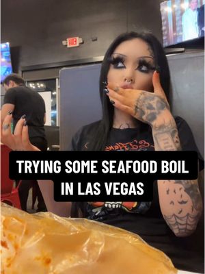 A post by @babycreepshow on TikTok caption: All you can eat seafood boil @CrabNspiceLasVegas 🔥#venomvoice #seafoodboil #seafood #lasvegas #lasvegasfood #foodtiktok #creatorsearchinsights #crabnspice 