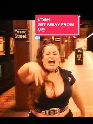 A post by @contessa_stuto on TikTok caption: L*SER! GET AWAY FROM ME! 💋👠🎤 The NYC ANTHEM 🗽(if you can fake it here you can fake it anywhere!) #nyc #bowery #les #subway #jmz #newyork #hiphop #boombap #undergroundrap #altrap #punk #alternative #warriors #femalerapper #lyrics #singalong #anthem 