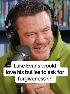 A post by @greatcompanypodcast on TikTok caption: Search “Great Company Luke Evans” on YouTube to watch the full episode 🙌  “On their knees” 🤣 @Luke Evans opens up about how he dealt with bullying at school. Search ‘Great Company’ wherever you get your podcasts for the full episode. @jamie #greatcompanypodcast #lukeevans #jamielaing #interview 