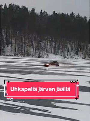 A post by @iltalehti on TikTok caption: Päijänteellä Kuhmoisissa lossikuskina työskentelevä Lilja Järvinen todisti autoilijan uhkapeliä jään päällä. #iltalehti