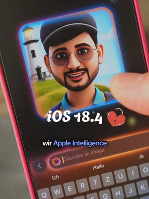 A post by @tiktoktechnik on TikTok caption: 😍 Omg Freunde!! Im April geht’s los mit Apple Intelligence! iOS 18.4 kommt bald auf das iPhone und sird ALLES verändern #iphoneupdate #iphone #appleintelligence