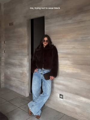 A post by @joannamoioli on TikTok caption: but brown is another type of black 🤎⋆˚✿˖° faux fur @Suud Collection, jeans @Karl Lagerfeld, sunglasses @Chloe #ootd #outfit #brownoutfit [ produits offerts ]