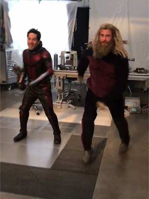 A post by @chrishemsworth on TikTok caption: Thor and Ant-Man creating poetry in motion