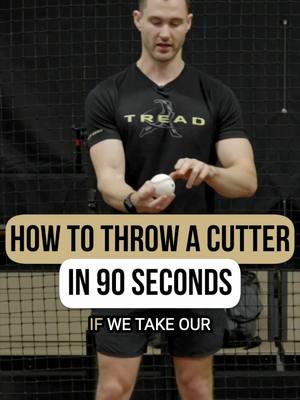 A post by @tread_athletics on TikTok caption: A simple way to learn a cutter (for pronators): Pronators may need to:  -Offset their grip  -Leverage their middle finger on a seam  -Reduce pressure/baby spike index finger    How much shape you go for will depend on the goal (whiffs - more depth vs weak contact - more velo).