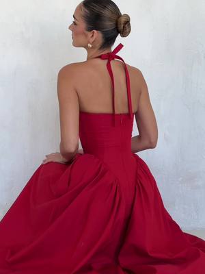 A post by @houseofcbofficial on TikTok caption: The red dress you’ll wear everywhere 💌 #cottagecore #ValentinesDay #promdress 