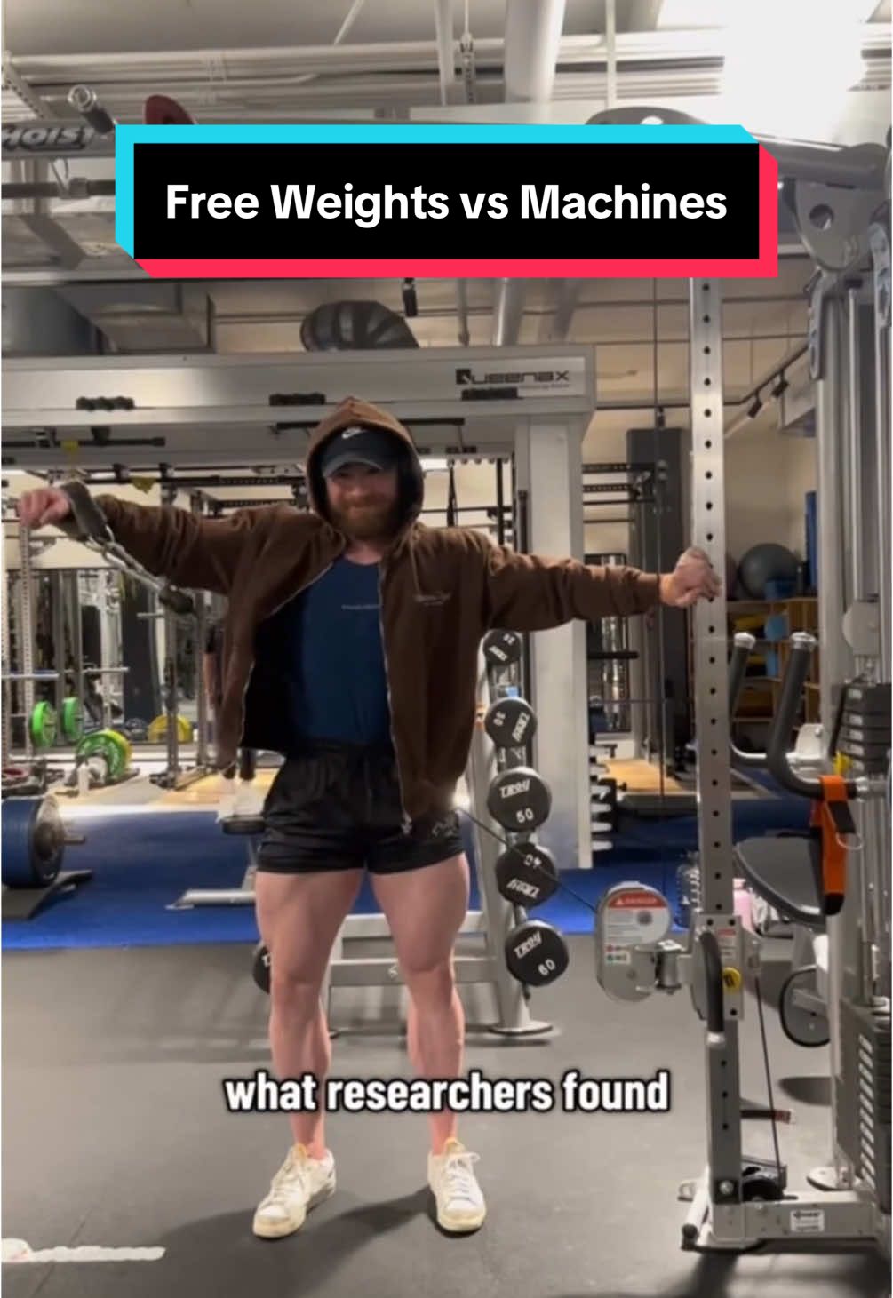 A post by @amymichellefitness on TikTok caption: #Stitch with @  @Ryan Jewers  For what it’s worth, I prefer programming machines and more stable exercises for muscle hypertrophy, but don’t let anyone convince you you’ll turn into CBum by ditching dumbbells and barbells.  #musclegrowth #exercisescience #gymmyths #sciencebased #optimaltraining 