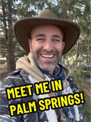 A post by @coyotepetersonofficial on TikTok caption: MEET ME IN SUNNY PALM SPRINGS! Join me Sunday, February 9th at 10:30 AM in the Palm Garden at the @thelivingdesert for photos and fun! Get more info using the link in my bio. SEE YOU SOON, BRAVE CREW! #coyotepeterson #bravewilderness #desert #deserts #conservation 